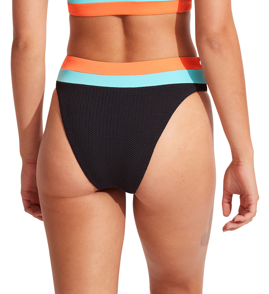Seafolly: Slice Of Splice High Rise Bikini Bottom - BLACK