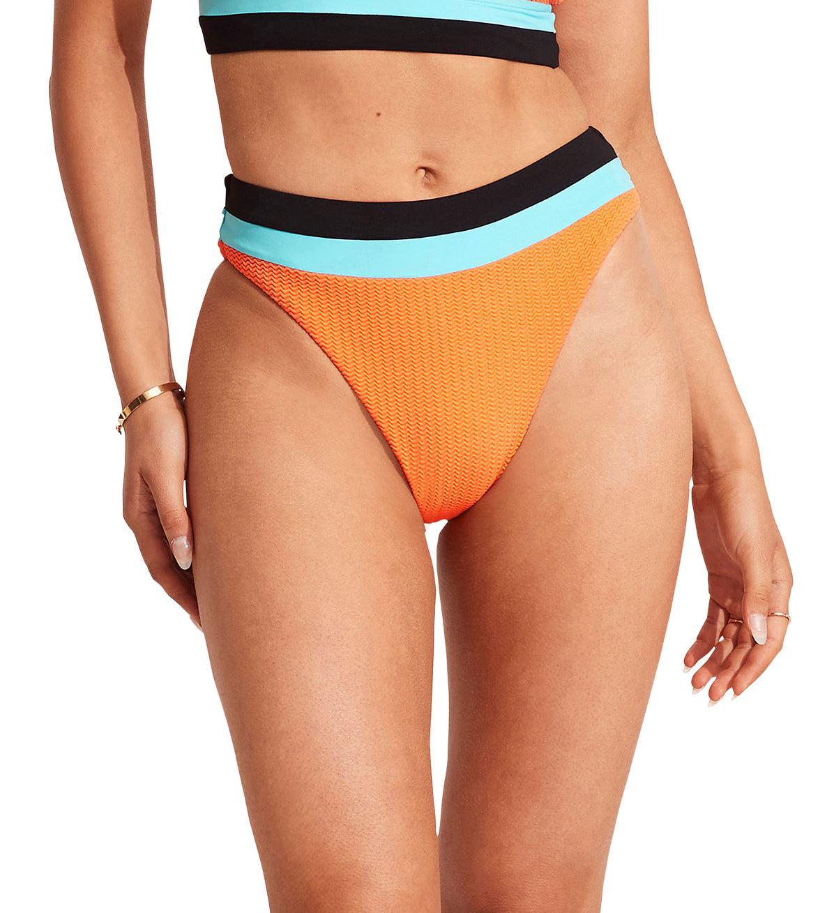 Seafolly: Slice Of Splice High Rise Bikini Bottom - TANGO