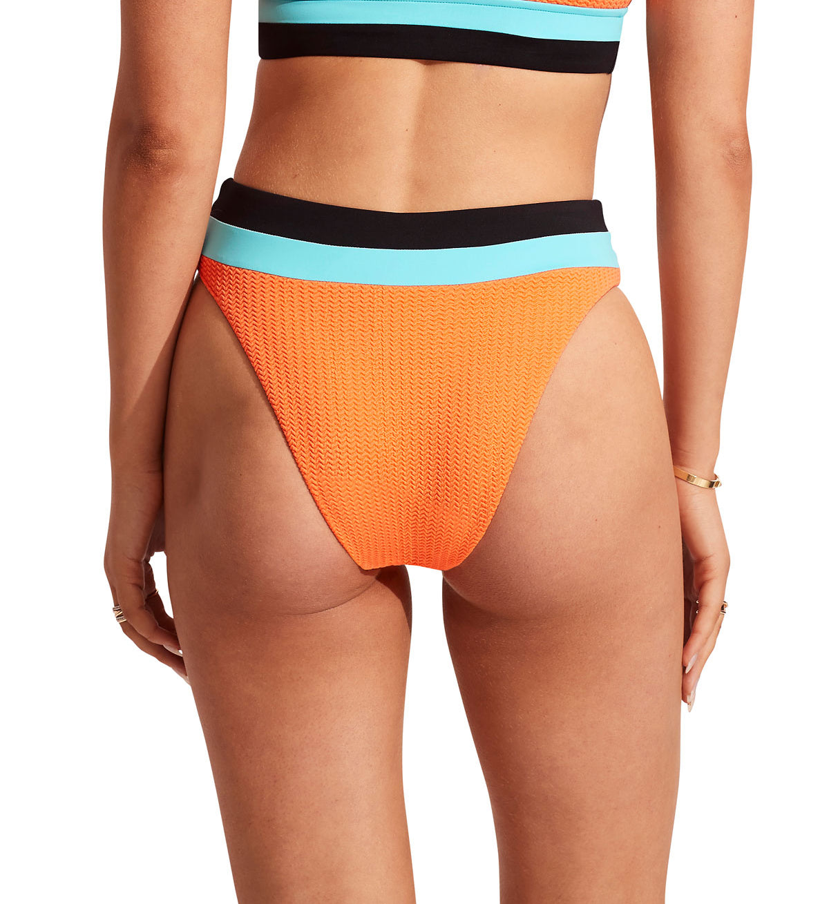 Seafolly Slice of Splice High Rise Bikini Bottom in Tango, alternate view