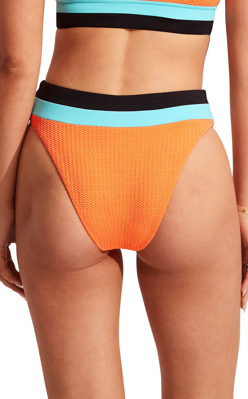 Seafolly: Slice Of Splice High Rise Bikini Bottom - TANGO