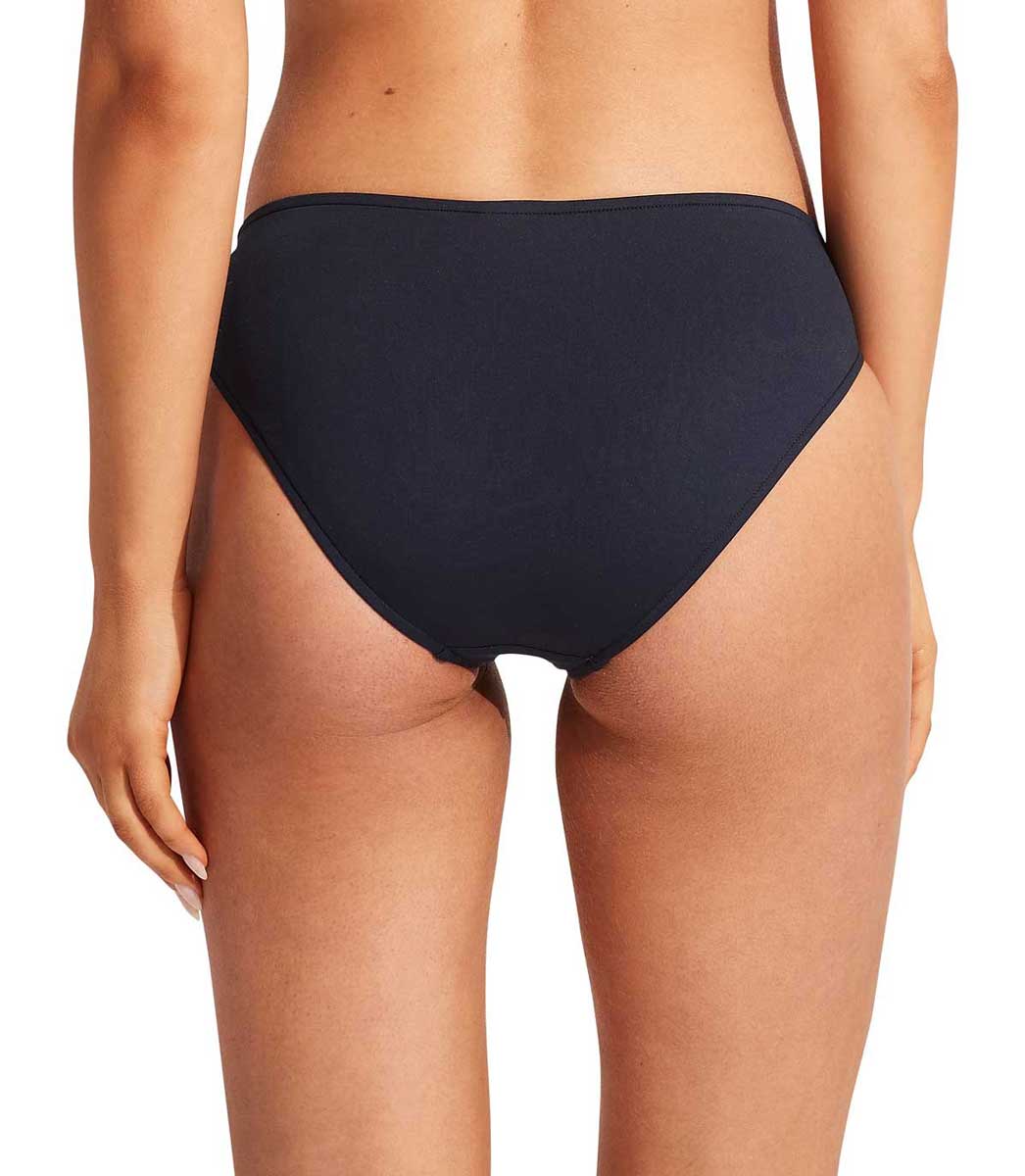 Seafolly: Solid Twist Band Hipster Pant - BLACK