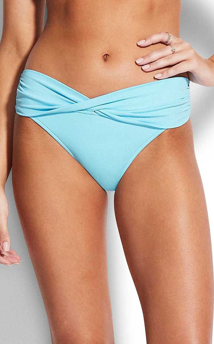 Seafolly: Solid Twist Band Hipster Pant - SKYBLUE