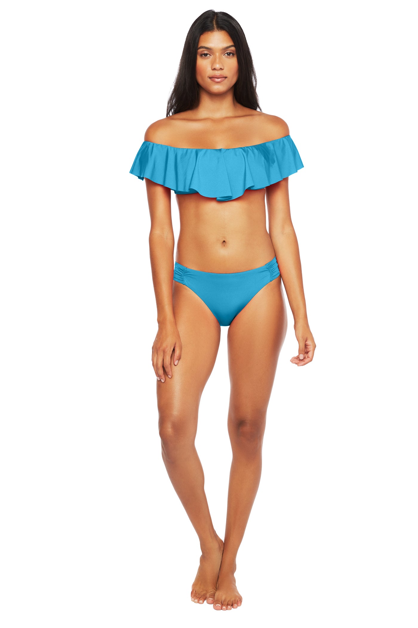 Trina Turk: Getaway Solid Off The Shoulder Bandeau - PEACOCK