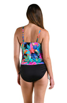 24th & Ocean Palm Prisma Double Tier Tankini Top in Black, alternate view