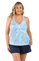 24th & Ocean: Plus Size Mosaica Underwire Crossback Tankini Top