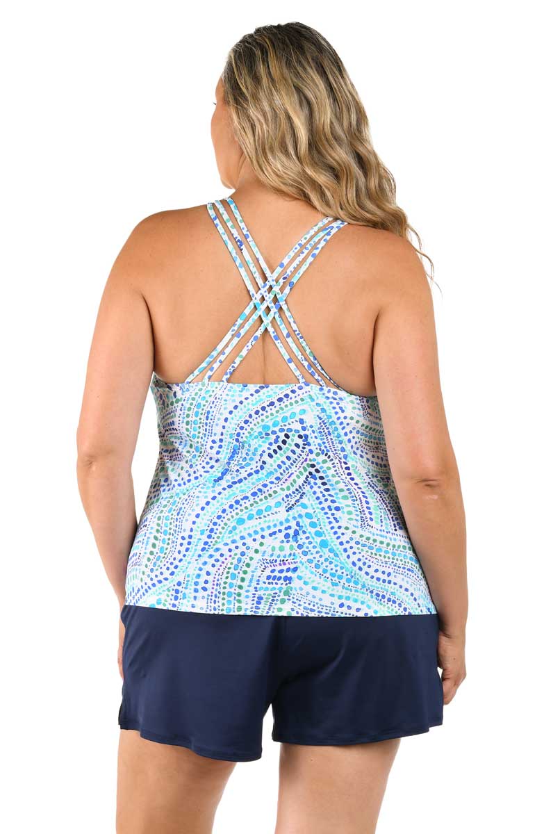 24th & Ocean: Plus Size Mosaica Underwire Crossback Tankini Top