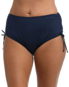 24th & Ocean: Plus Size Solids Mid Waist Adjustable Hipster Bottom - MIDNIGHT 
