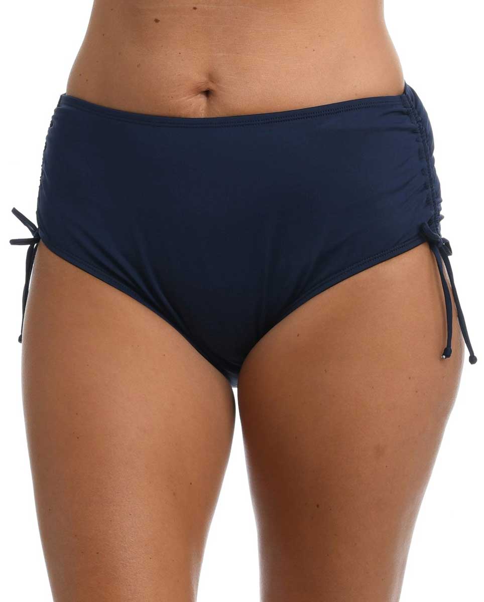 24th & Ocean: Plus Size Solids Mid Waist Adjustable Hipster Bottom - MIDNIGHT 