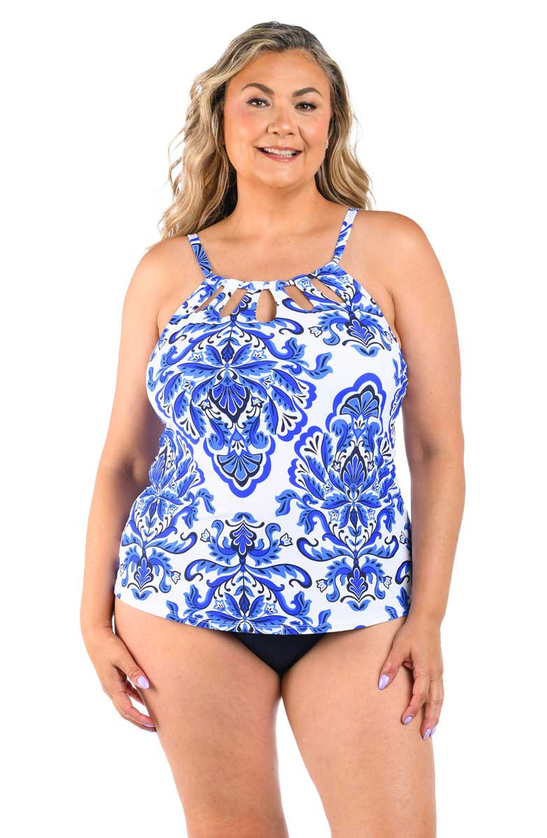 24th & Ocean: Plus SizeTalavera Underwire Cutout High Neck Tankini Top