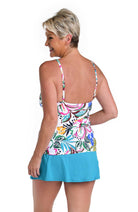 24th & Ocean: Sketched Flora Cutout High Neck Tankini Top
