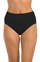 24th & Ocean Solid High Waist Spliced Bikini Bottom in Black