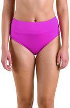 24th & Ocean Solid High Waist Spliced Bikini Bottom in Orchid