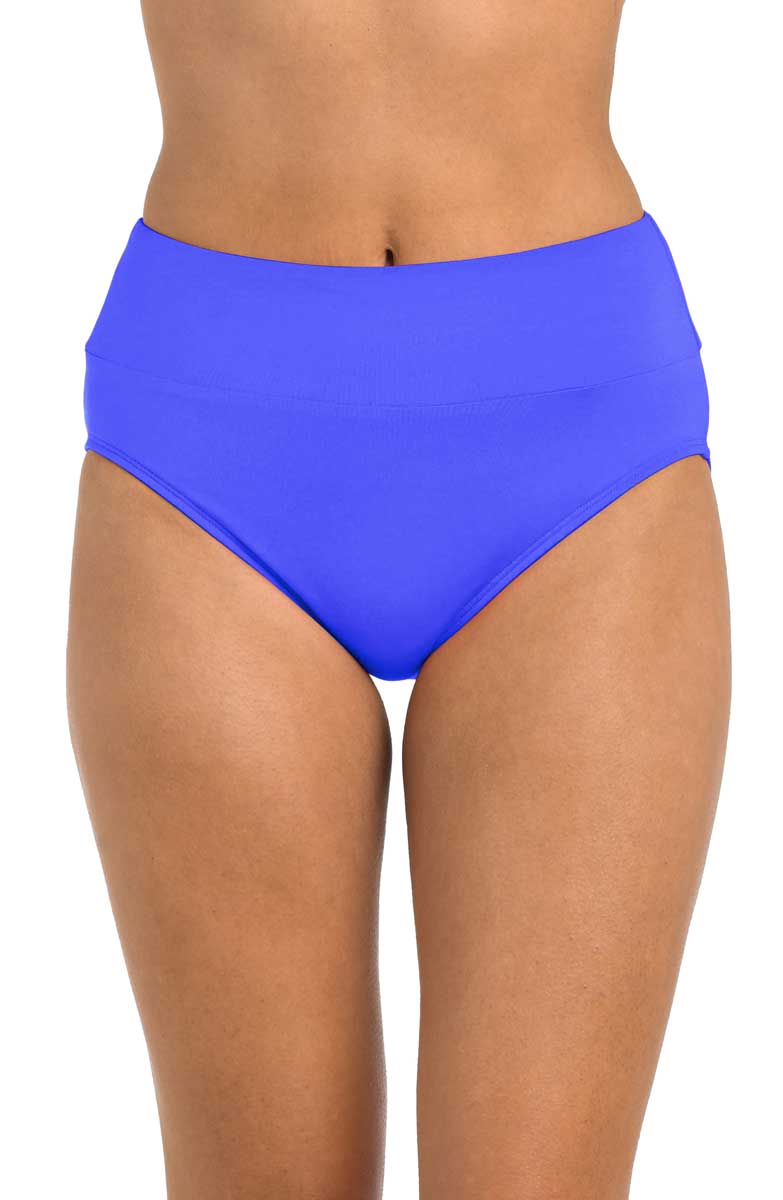 24th & Ocean: Solid High Waist Spliced Bikini Bottom - PERI