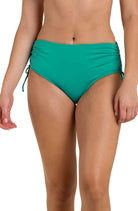 24th & Ocean: Solid Mid Rise Adjustable Side Tie Bikini Bottom - EMERALD