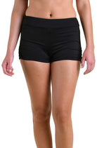 24th & Ocean Solid Ruched Swim Short in Black