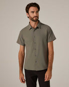 7 Diamonds: Barnes Short Sleeve Shirt - OLIVE
