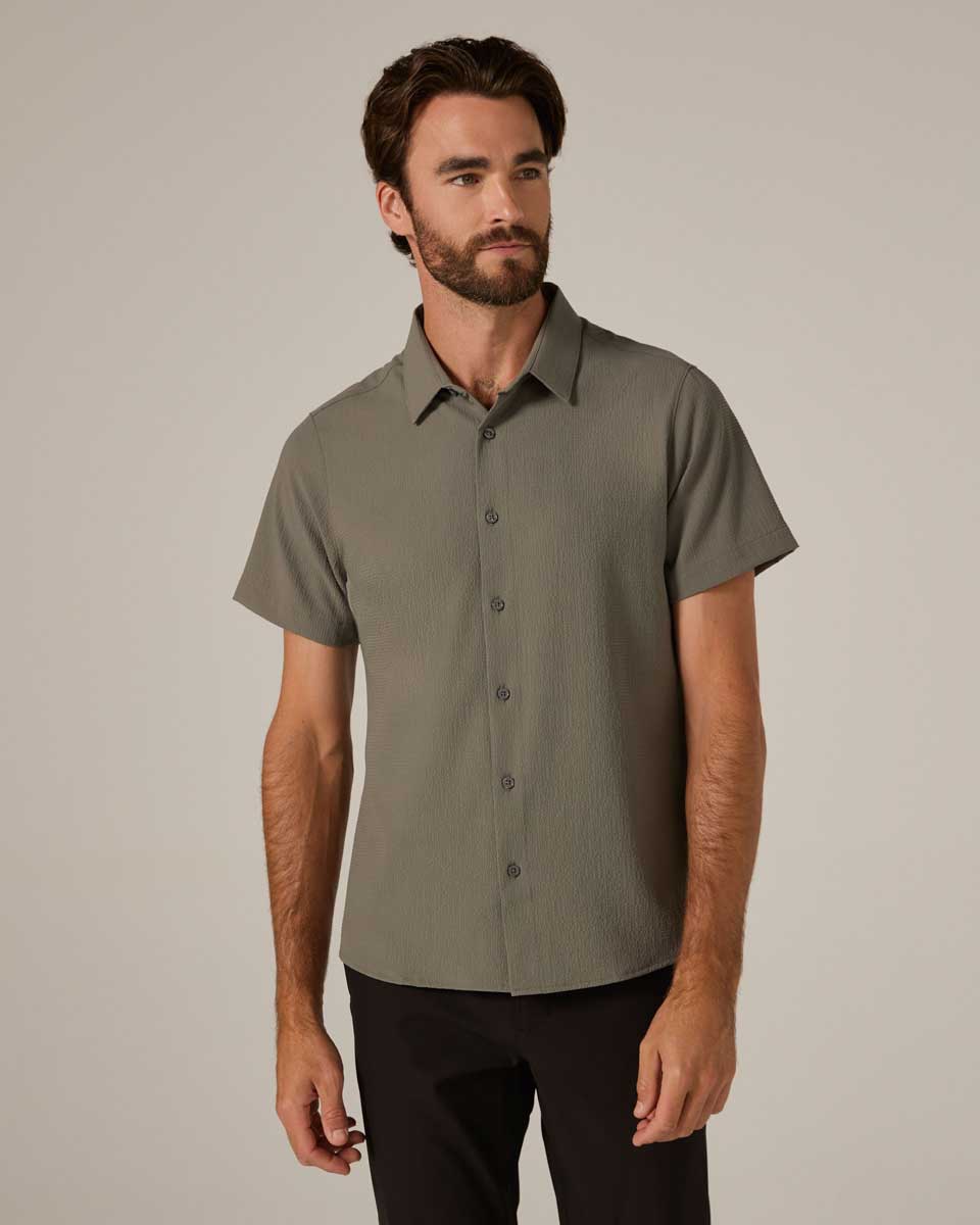 7 Diamonds: Barnes Short Sleeve Shirt - OLIVE
