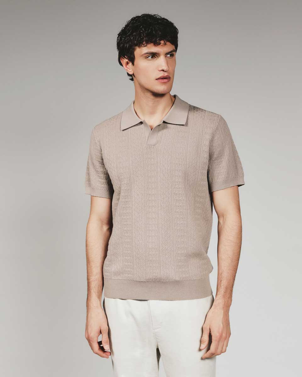 7 Diamonds: Gavin Sweater Polo - TAUPE