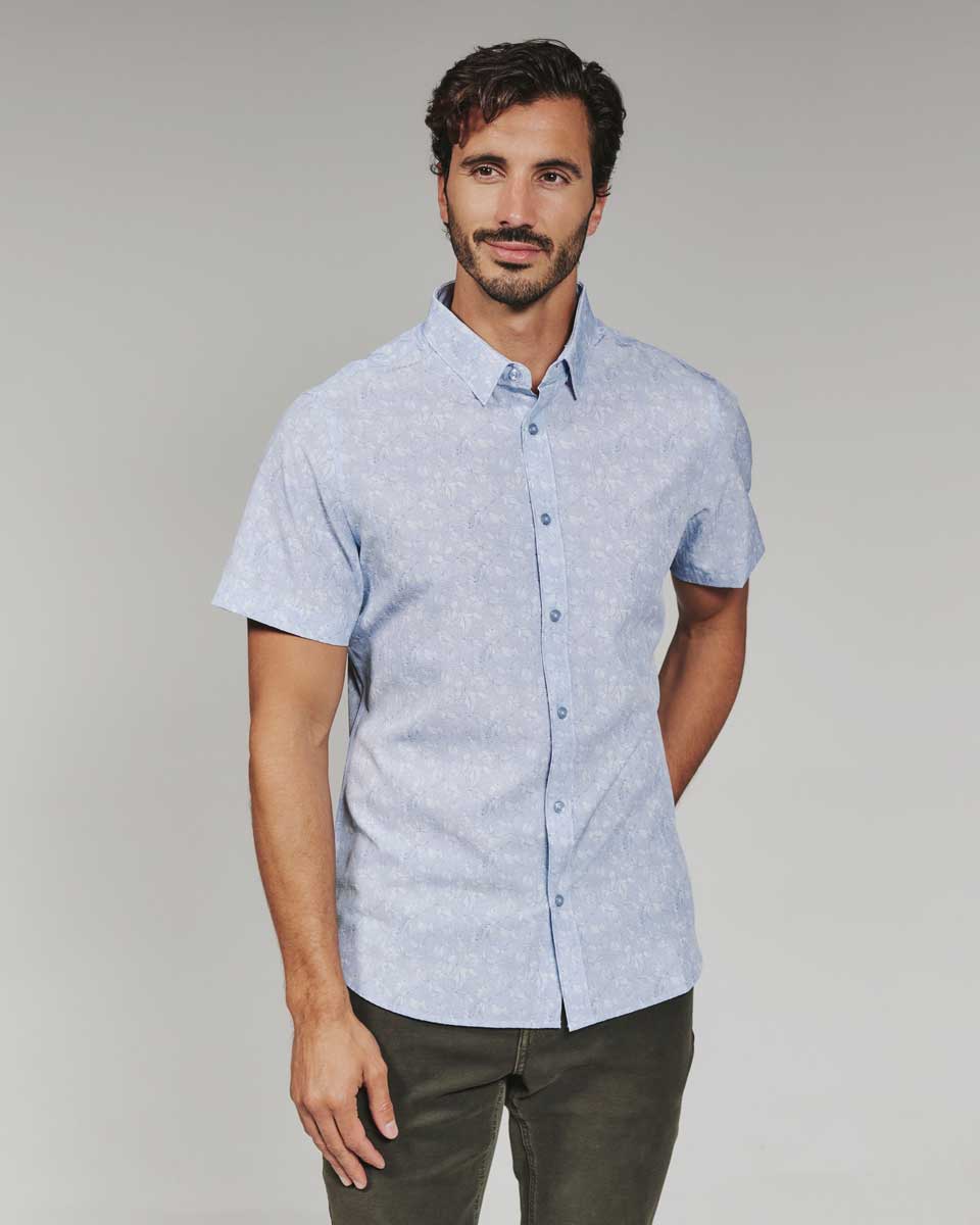 7 Diamonds: Hollis Short Short Sleeve Shirt - LT.BLUE