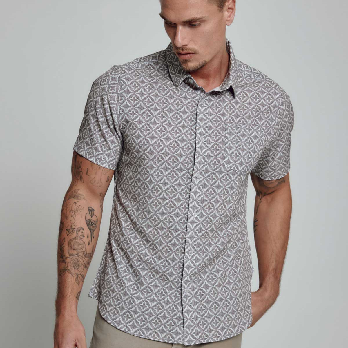 7 Diamonds: Lucca Short Sleeve Shirt - TAN