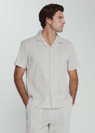 7Diamonds: Verve Striped Camp Shirt - BLUE