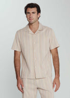 7Diamonds: Verve Striped Camp Shirt - TAN