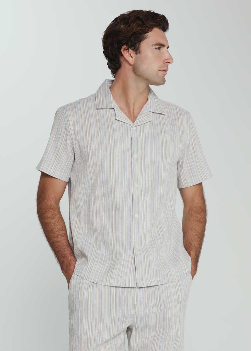7 Diamonds: Verve Striped Camp Shirt
