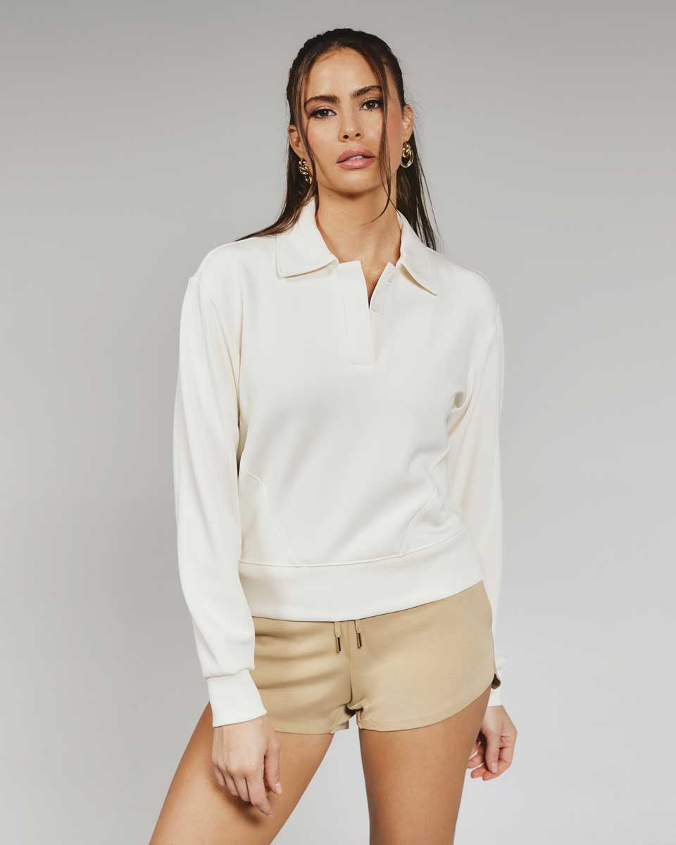 7 Diamonds: Wonen's Rev Polo Pullover - CREAM