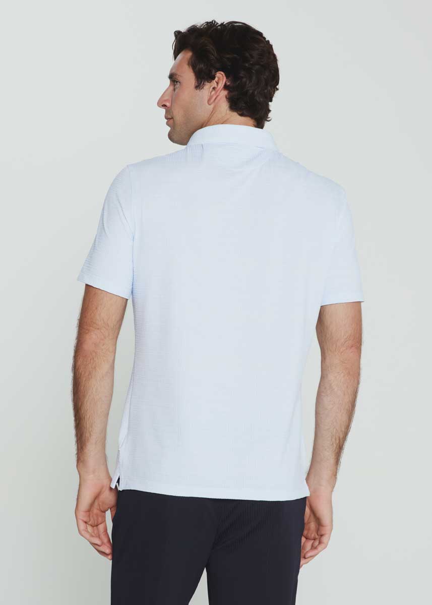 7Diamonds: Alden Seersucker Stretch Polo - LT.BLUE