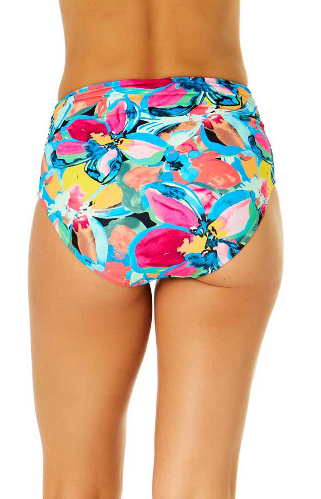 Anne Cole: Amalfi Floral Shirred High Waist Bikini Bottom