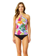 Anne Cole: Mod Tropical Ring Front Halter Tankini Swim Top