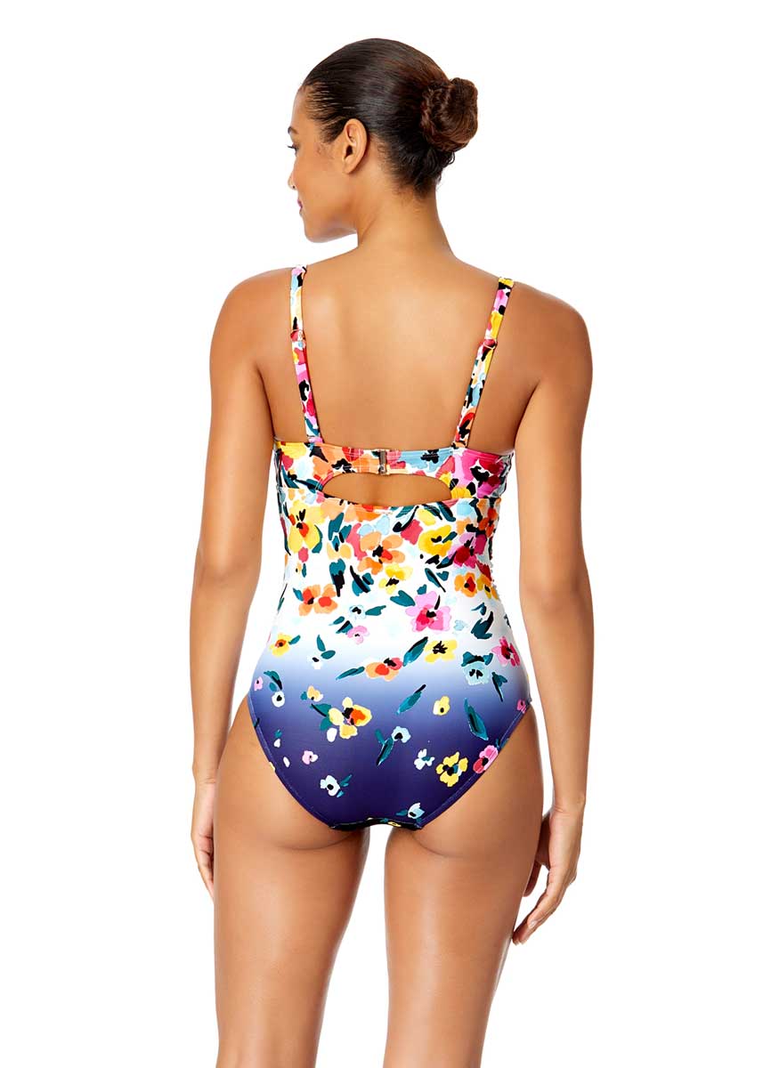 Anne Cole: One Piece Gradient Floral Underwire Surplice Swimsuit
