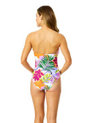 Anne Cole: One Piece Mod Tropical Twist Frontt Bandeau Swimsuit