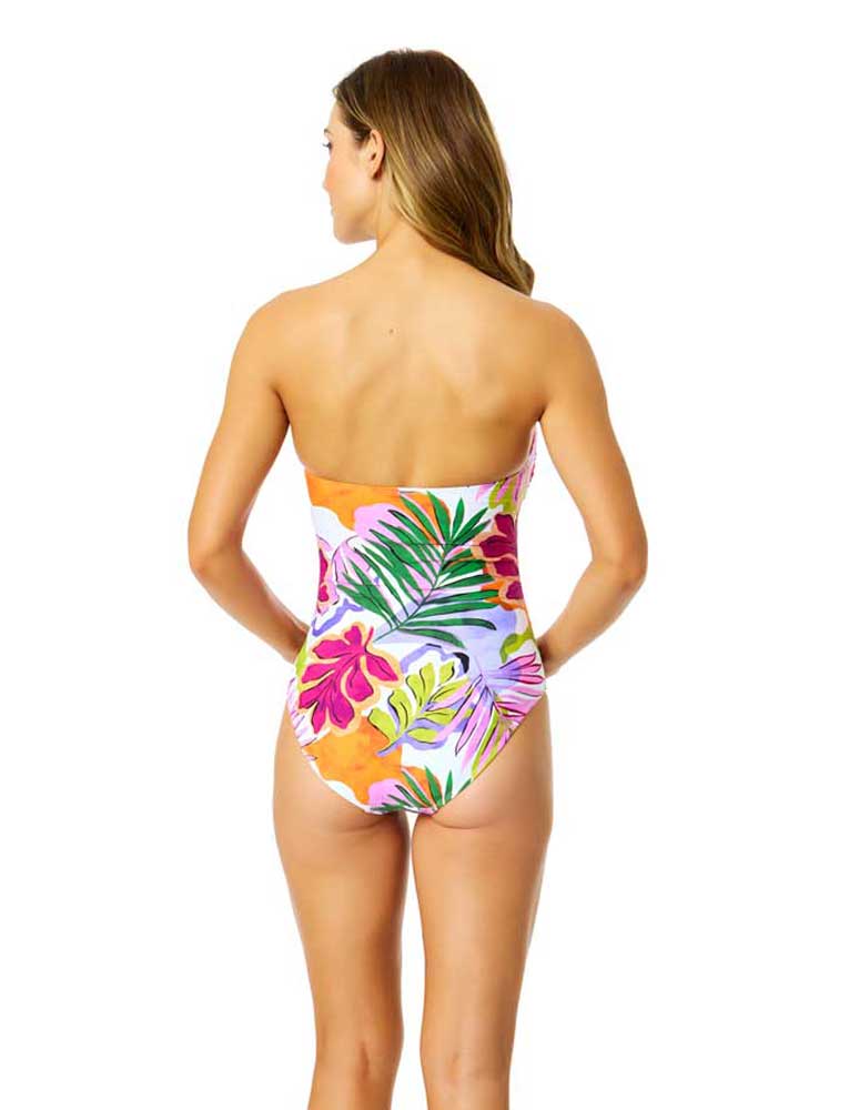 Anne Cole: One Piece Mod Tropical Twist Frontt Bandeau Swimsuit