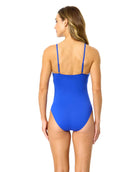 Anne Cole: One Piece Solid Shirred Lingerie Maillot - COBALT