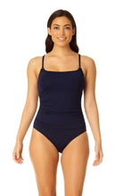 Anne Cole: One Piece Solid Shirred Lingerie Maillot - NAVY