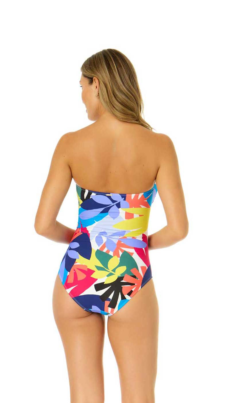 Anne Cole: One Piece Tropic Stamp Tropic Stamp Twist Front Bandeau Swimsuit