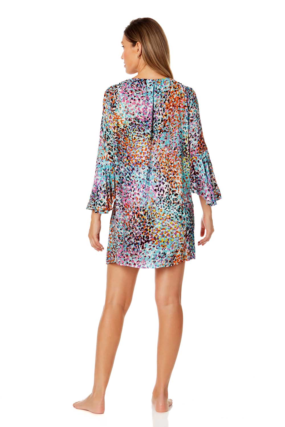 Anne Cole: Sunset Dot Bell Sleeve Tunic Cover Up