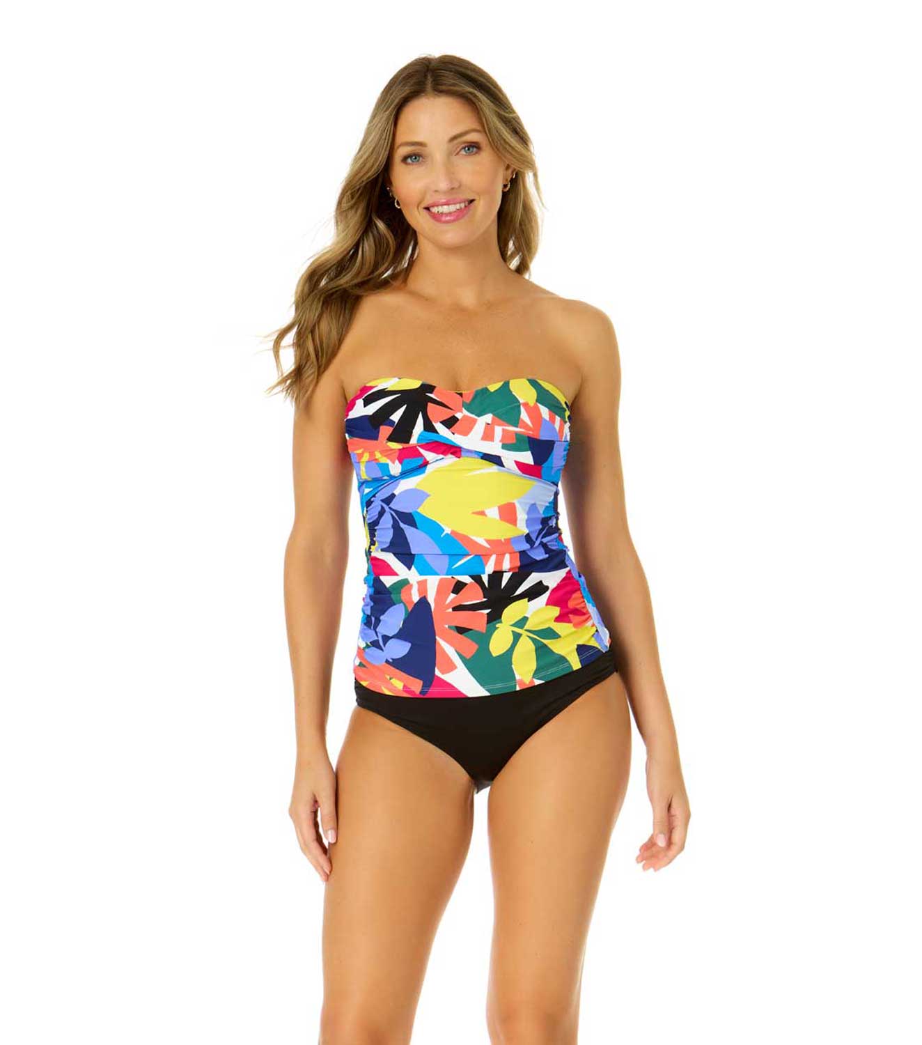 Anne Cole: Tropic Stamp Twist Front Bandeaukini Top