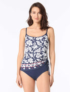 Beach House: Block Trop Pique Bridget Shirred Side Tankini Top