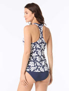 Beach House: Block Trop Pique Claire Racerback Tankini Top