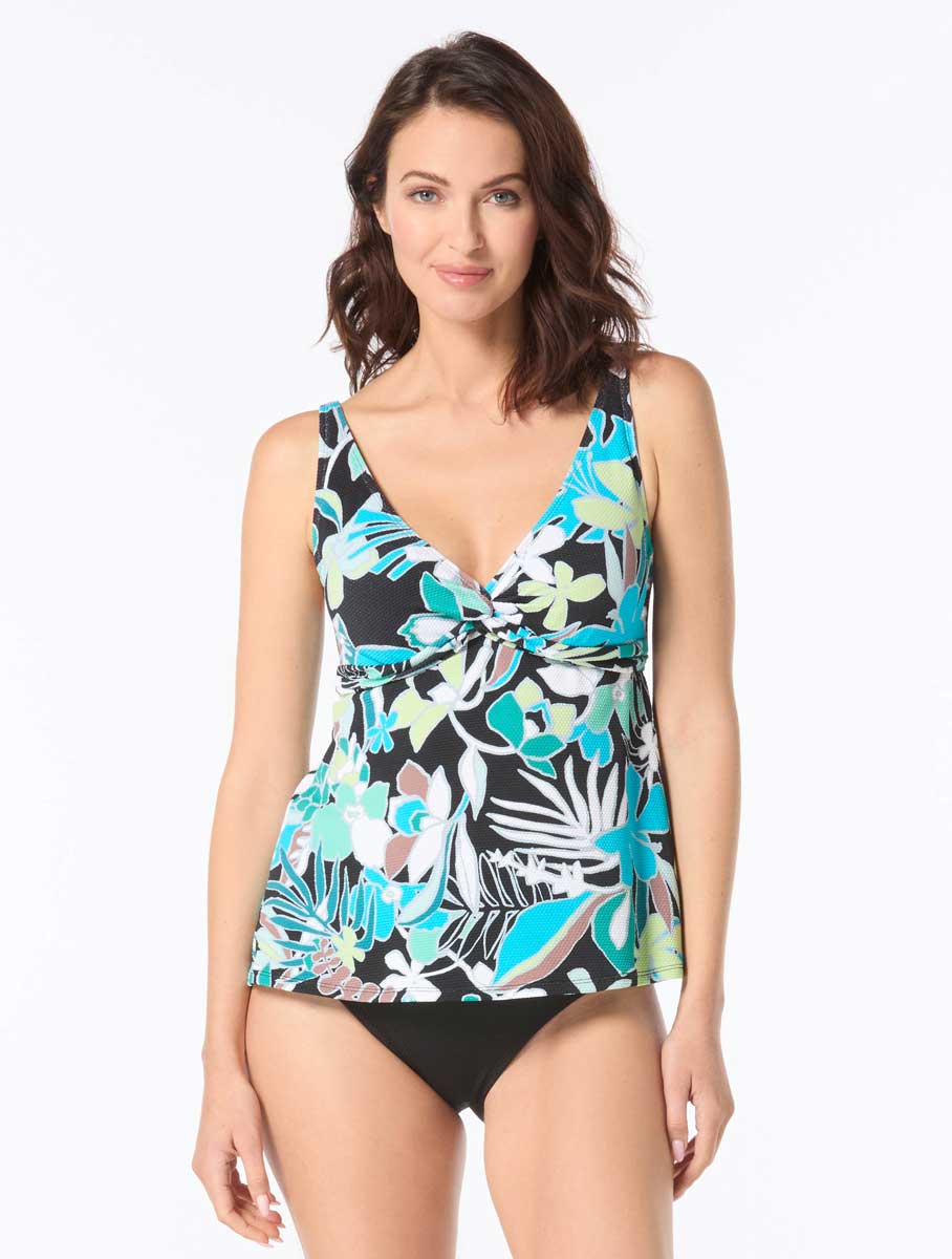 Beach House: Eclectic Bloom Willow Pique Twist Underwire Tankini Top