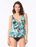 Beach House: Eclectic Bloom Willow Pique Twist Underwire Tankini Top