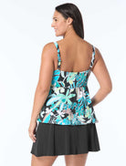 Beach House: Plus Size Eclectic Bloom Willow Pique Texture Twist Underwire Tankini Top