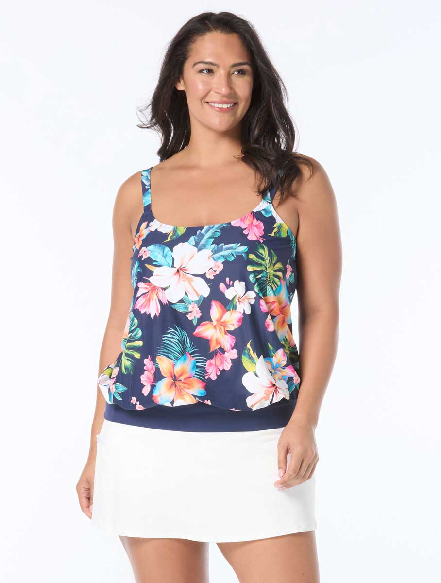 Beach House: Plus Size Vibrant Vacay Blouson Tankini Top