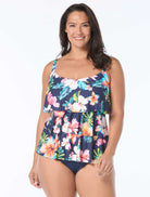 Beach House: Plus Size Vibrant Vacay Jane Ruffle Tankini Top