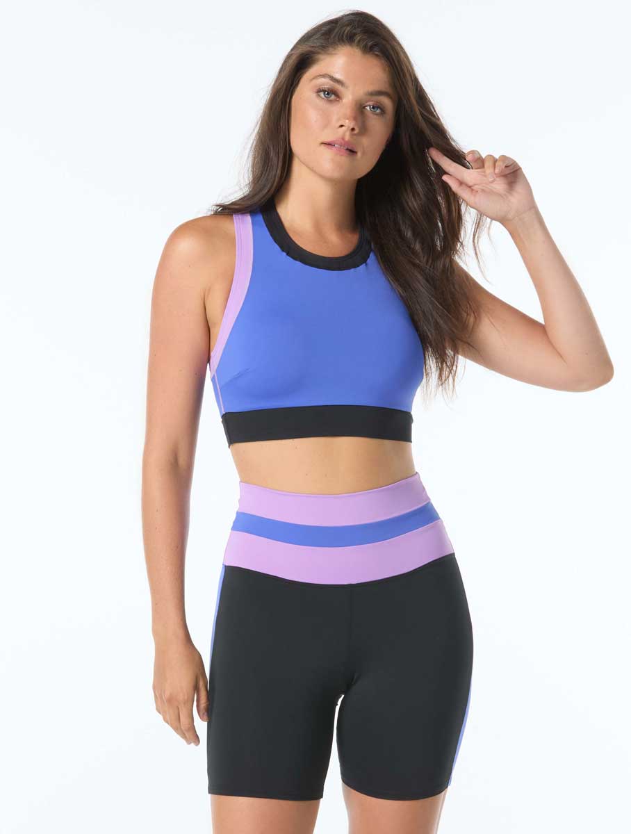 Beach House Sport: Colorblock Rib Inspire High Neck Crop Top