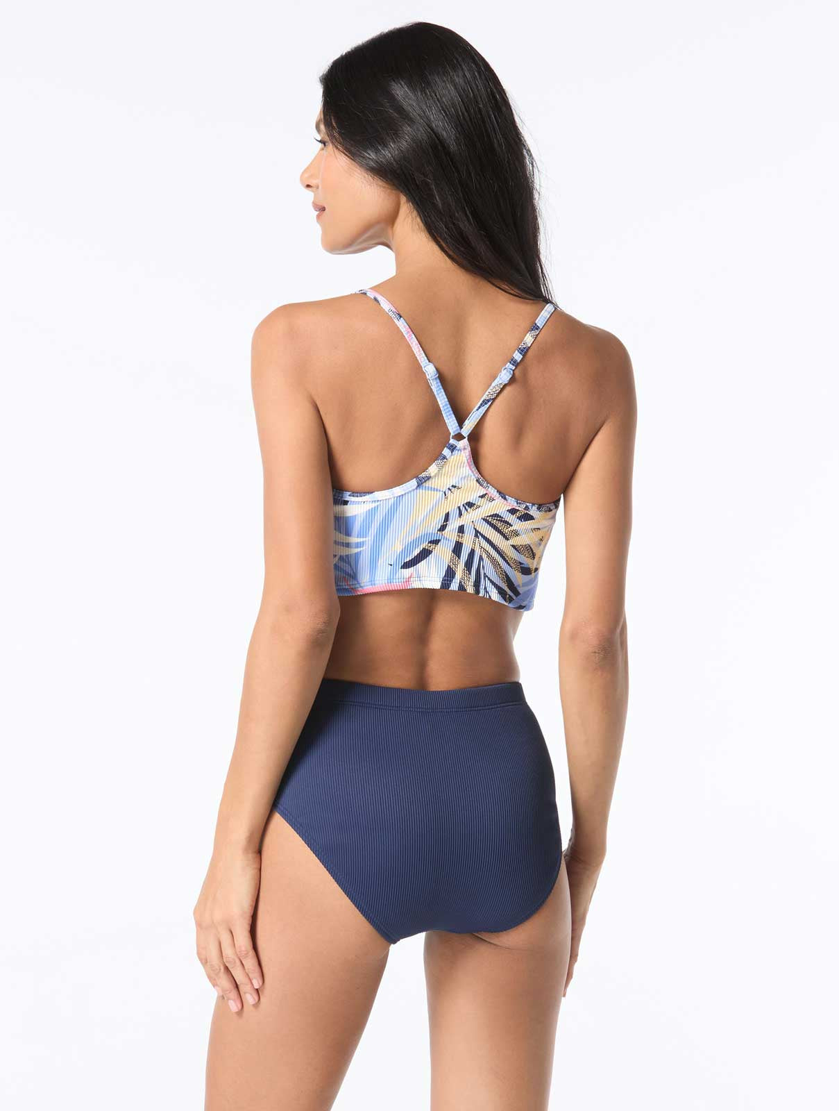 Beach House Sport: Majesty Palm Revive Ribbed Crop Bikini Top