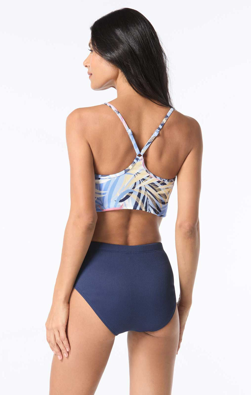 Beach House Sport: Majesty Palm Revive Ribbed Crop Bikini Top