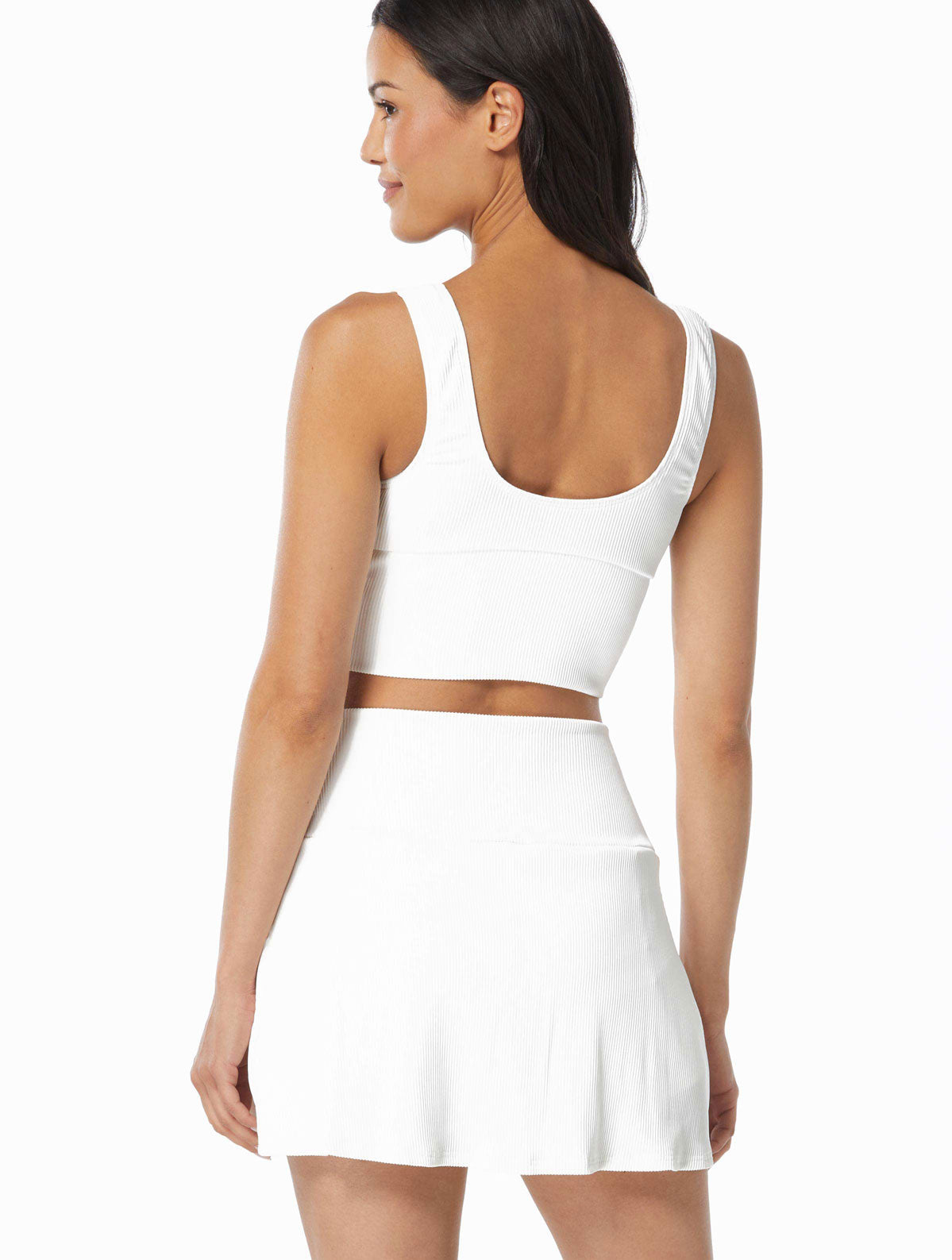 Beach House Sport: Solid Ribbed Bala Crop Top - WHITE